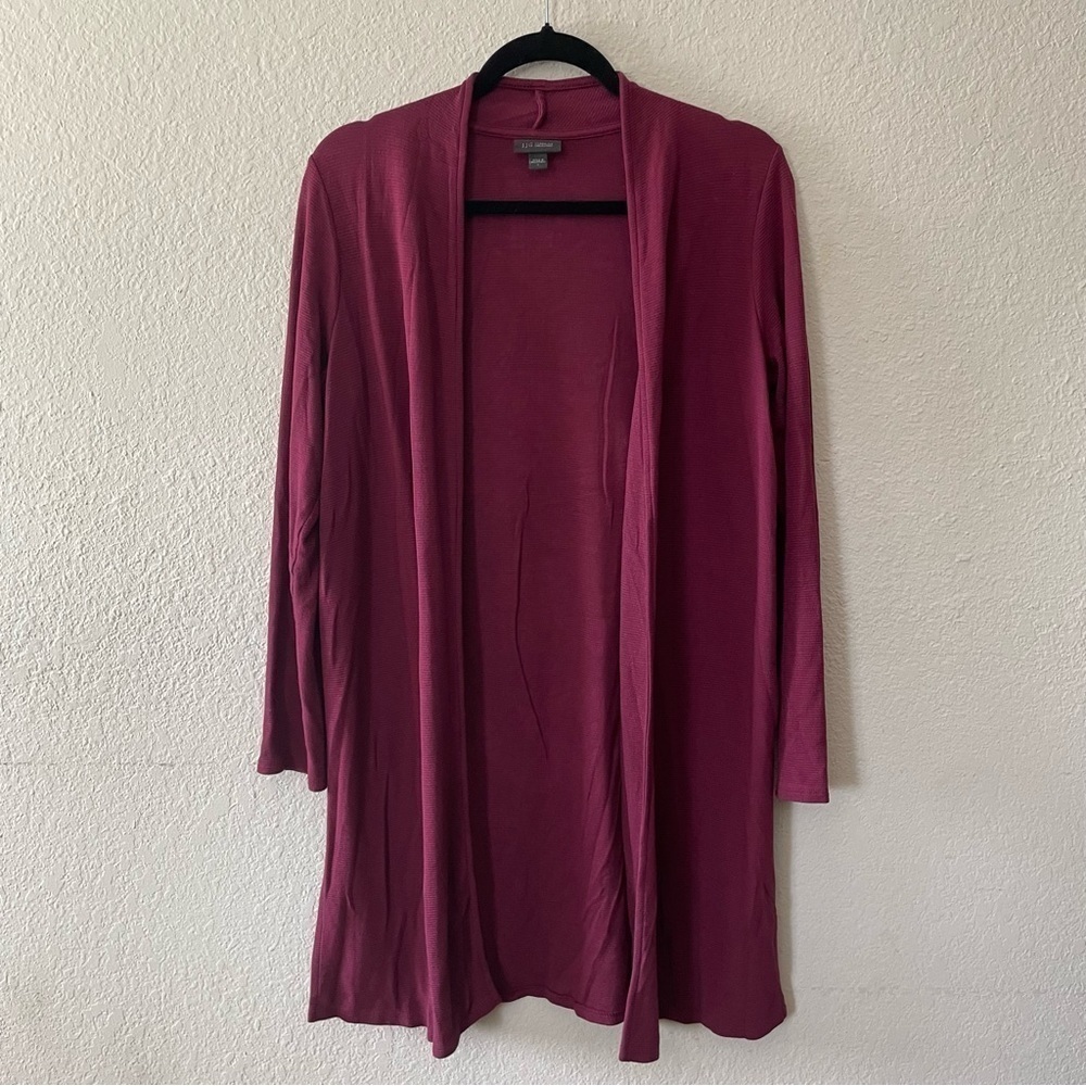 J.Jill wearever collection woman's cardigan size S ribbed wine everyday casual